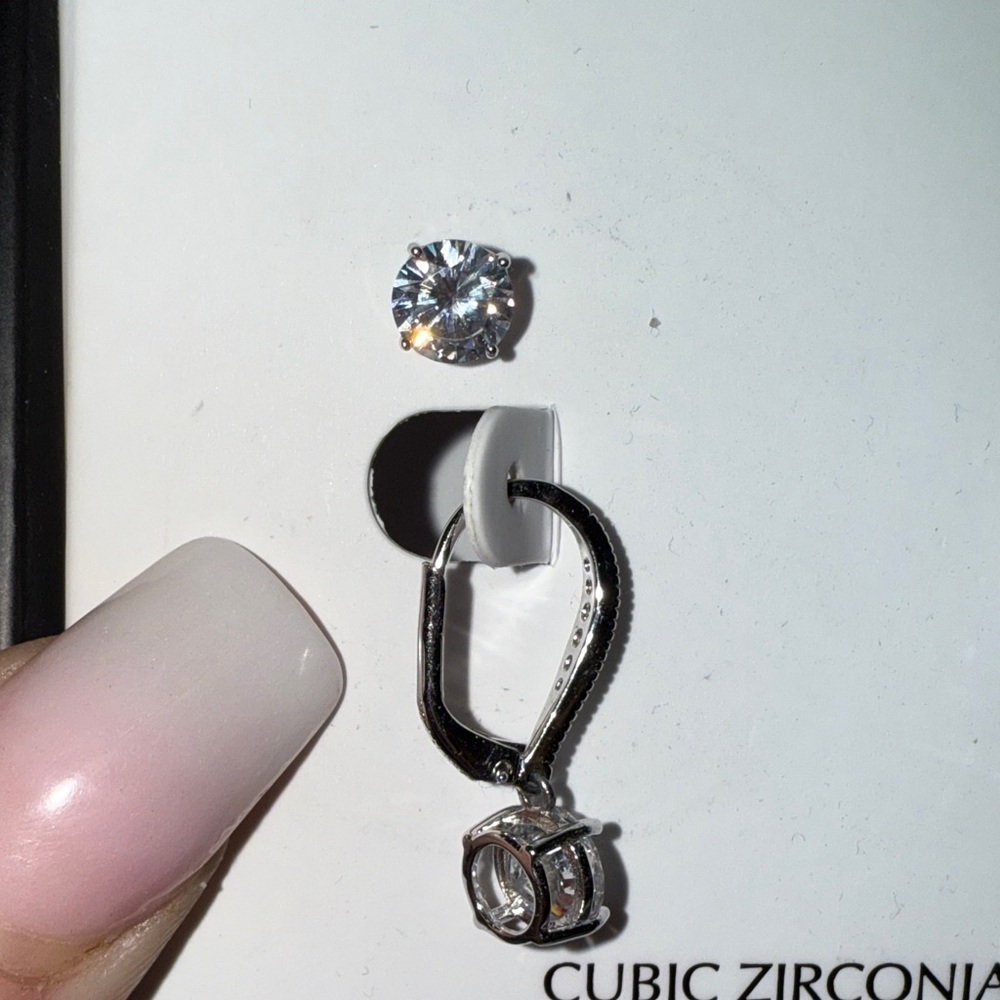 Giani Bernini Silver Cubic Zirconia Earrings - Picture 3 of 3